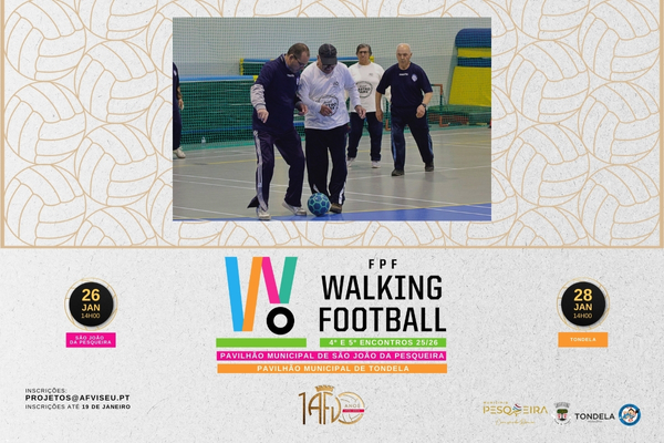 Inscrições abertas para o 4.º e 5.º Encontros Distritais de Walking Football da época 2025/2026